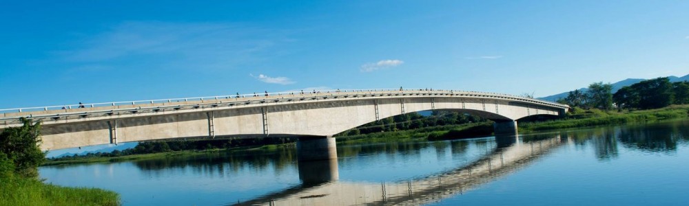 Bakili Muluzi Bridge at the M3 leading towards Mozambique between Lake Malawi and Shire River in Mangochi Town, view from lounge at Captains Villa