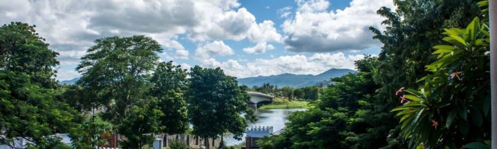 View to the Shire River from Captains Villa, formerly known as Villa Tafika Lodge in Mangochi at the waterfront, a leisurly business hotel